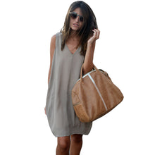 Dress Women High Street V Neck Sleeveless Casual Dress High Low Hem Asymmetric Loose Dresses  SM6