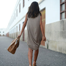 Dress Women High Street V Neck Sleeveless Casual Dress High Low Hem Asymmetric Loose Dresses  SM6