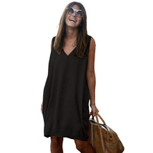 Dress Women High Street V Neck Sleeveless Casual Dress High Low Hem Asymmetric Loose Dresses  SM6