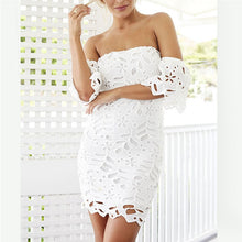 Off Shoulder Lace Dress Sexy Elegant Hollow Out Ruffles Party Club Dresses Vestidos RobesSM6
