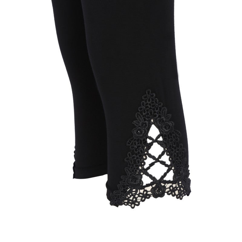 Girl Women Cotton Modal Leggings Elastic Hollow Lace Pants Cropped Capris Leggings 6 Colors SM6