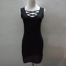 Woman Dress Vestidos Women's Bodycon V-neck Cross Sleeveless Dresses Lady Sexy Slim Mini Pink/Black Dress PY3 SM6