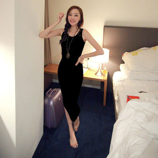 Women Boho Beach Sleeveless Bottoming Bodycon Dresses Long Cotton Vest Dress Vestidos SM6