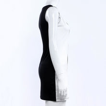 Women Dresses Fashion Black and White Striped Sexy Sleeveless Party Evening Mini Short Straight Dresses SM6