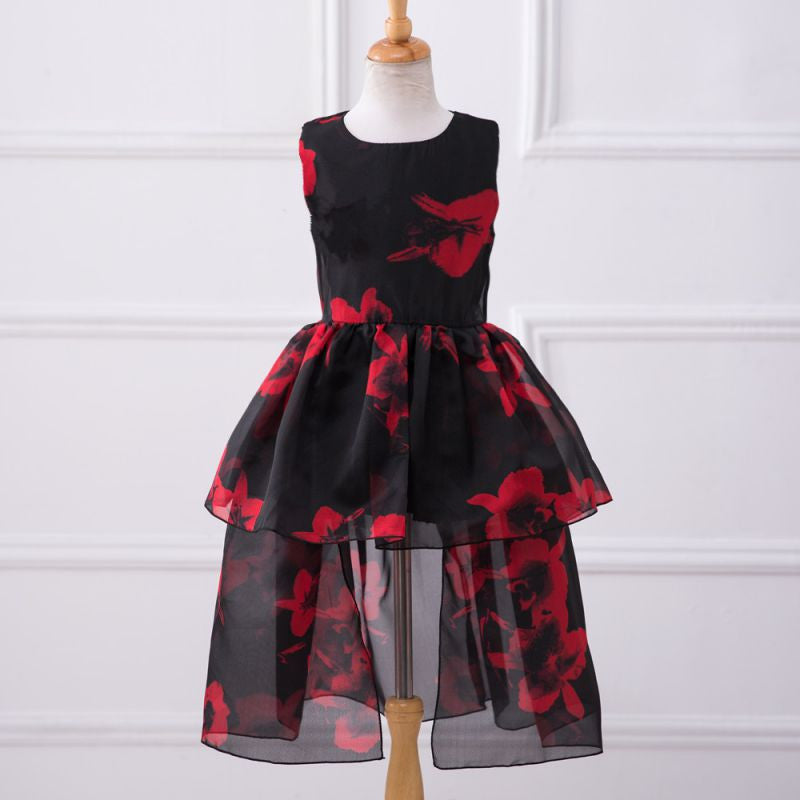Sweet Flower O Neck Collar Sleeveless Floral Color Infant Baby Girls Dress 3-8Y Toddler Girls Birthday Party Dress PY2 SM6