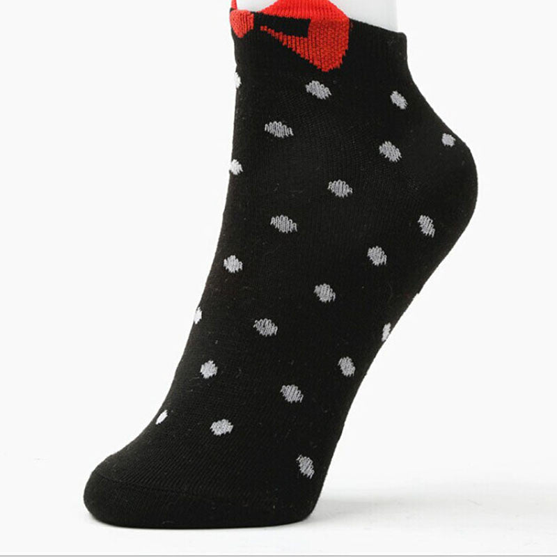 Sweet Women Girls Cute Soft Warm Cotton Polka Dots Bow Short Low Ankle Socks PY3 SM6