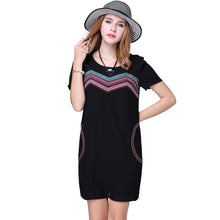 Chiffon Women Dress Plus Size Ribbon Elegant Party Dress Short Sleeves O Neck Loose Straight Offce Dress Vestido SM6