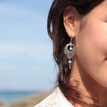 Trendy Delicate A Pair Ethnic Vintage Hollow Out Turquoise Tassels Drop Earrings Jewelry  SM6