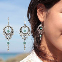 Trendy Delicate A Pair Ethnic Vintage Hollow Out Turquoise Tassels Drop Earrings Jewelry  SM6