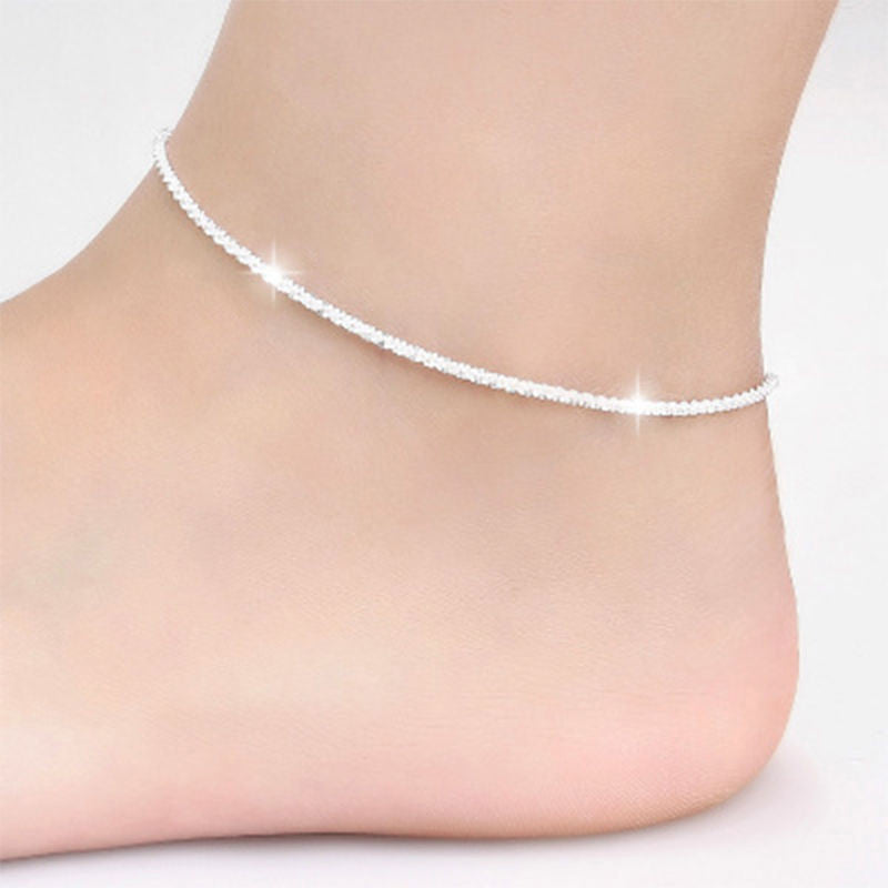 Trendy Silver Plated Hemp Rope Chain Bracelet Anklet Women Jewelry 21CM Silver Foot Jewelry For Women SM6