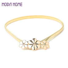 Ukraine Women Metal Belts For Dress Waist Belt Chain Floral Slim Elegant Elastic Belt Band GoldSliver Ceinture  SM6