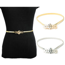 Ukraine Women Metal Belts For Dress Waist Belt Chain Floral Slim Elegant Elastic Belt Band GoldSliver Ceinture  SM6
