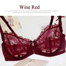 Underwear Women Bra and Panty Set Black Mesh Ultra-thin Plus Size Sexy Lingerie Transparent Lace Bra Set Push Up Brassiere SM6