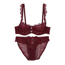 Underwear Women Bra and Panty Set Black Mesh Ultra-thin Plus Size Sexy Lingerie Transparent Lace Bra Set Push Up Brassiere SM6