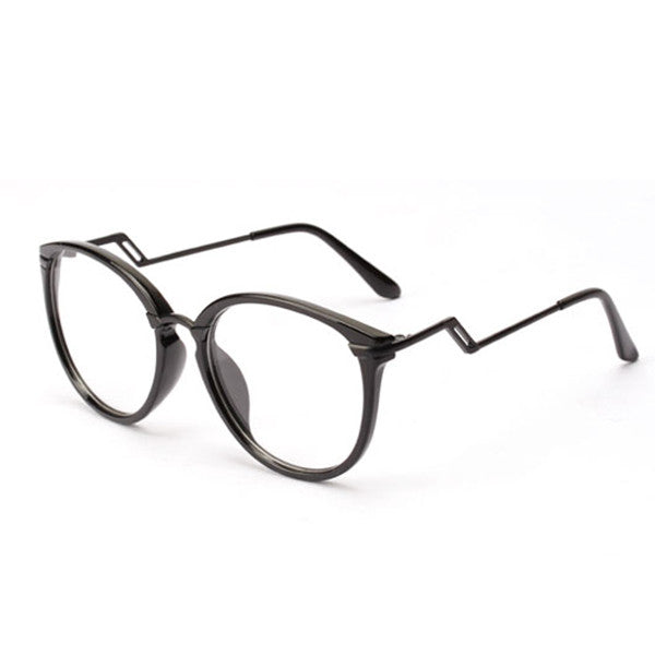Unisex Women Men Retro Round Nerd Glasses Curving Earstems Semi Metal Frame Spectacles Oculos Feminino SM6