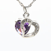 Valentine's Day Gift Silver Plated Pendant Crystal Heart Necklace Charming Precious Heart Necklace of Lovers SM6