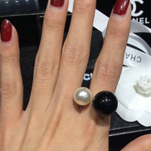 Vintage Finger Rings For Women Black White Jewelry Accessories Lady's Gifts  Double Big Pearl Rings SM6