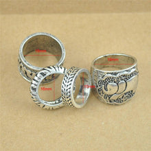 Vintage Punk Ring Set Unique Carved Antique Silver Elephant Totem Leaf Lucky Rings for Women Boho Beach Jewelry 4pc SM6