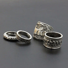 Vintage Punk Ring Set Unique Carved Antique Silver Elephant Totem Leaf Lucky Rings for Women Boho Beach Jewelry 4pc SM6