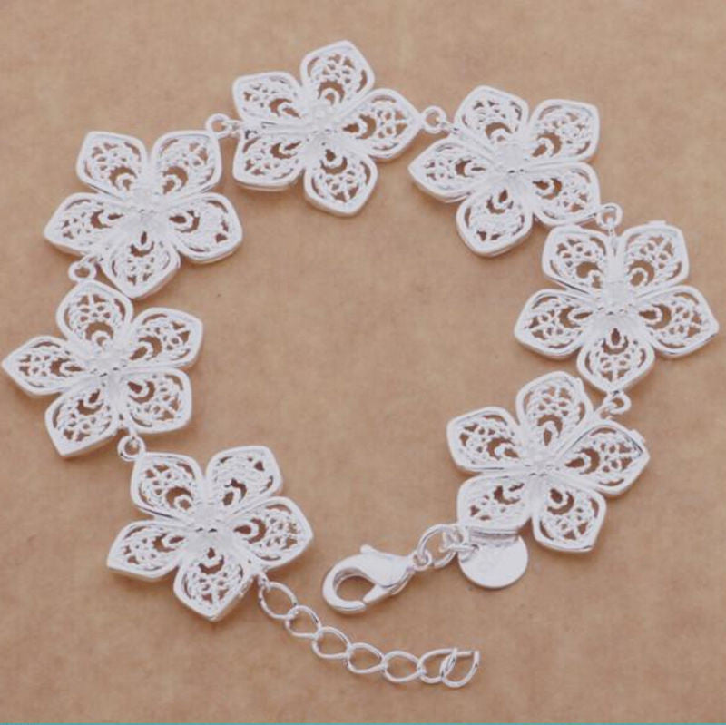 Vintage Trendy Flower Bracelet Women Girls Hollow Bracelets Bangles Jewelry Str  Bracelet SM6