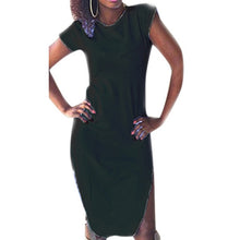 Vogue Women Lady Casual O Neck Split Cocktail Long Dress New Style SM6