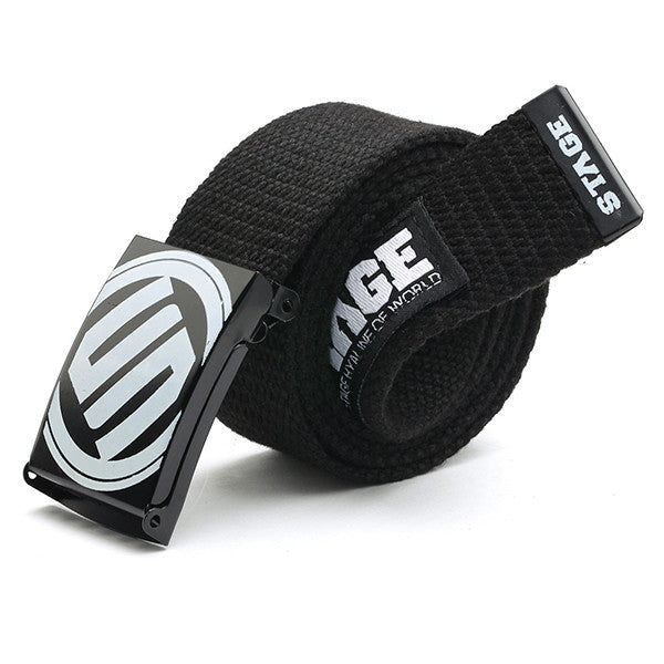 Waist Belt Men Women Casual Smooth Buckle Canvas Waistband Unisex Strap Belt SM6