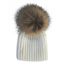 Warm Child Baby Girls Boys Knitted Woolen Natural Crochet Ski Kids Beanies Caps Raccoon Fur Pom Bobble Hats SM6