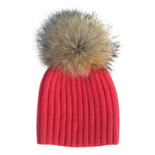Warm Child Baby Girls Boys Knitted Woolen Natural Crochet Ski Kids Beanies Caps Raccoon Fur Pom Bobble Hats SM6