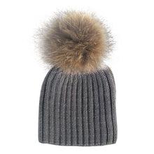 Warm Child Baby Girls Boys Knitted Woolen Natural Crochet Ski Kids Beanies Caps Raccoon Fur Pom Bobble Hats SM6