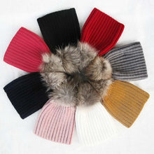 Warm Child Baby Girls Boys Knitted Woolen Natural Crochet Ski Kids Beanies Caps Raccoon Fur Pom Bobble Hats SM6