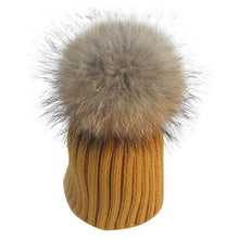 Warm Child Baby Girls Boys Knitted Woolen Natural Crochet Ski Kids Beanies Caps Raccoon Fur Pom Bobble Hats SM6