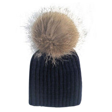 Warm Child Baby Girls Boys Knitted Woolen Natural Crochet Ski Kids Beanies Caps Raccoon Fur Pom Bobble Hats SM6