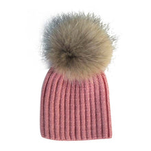 Warm Child Baby Girls Boys Knitted Woolen Natural Crochet Ski Kids Beanies Caps Raccoon Fur Pom Bobble Hats SM6