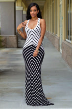 White Navy Stripes Daring  Long Dress Floor Length Dress Casual Vest Sleeveless Long  Maxi Dress TQ61136 SM6