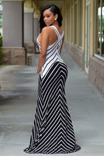 White Navy Stripes Daring  Long Dress Floor Length Dress Casual Vest Sleeveless Long  Maxi Dress TQ61136 SM6