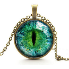 Blue Green Cat Eye Necklace Pendant Charming Rhinestone Ethnic Necklace for Men Women Jewelry SM6