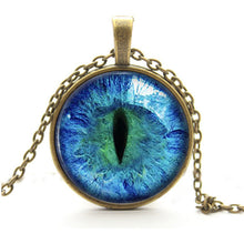 Blue Green Cat Eye Necklace Pendant Charming Rhinestone Ethnic Necklace for Men Women Jewelry SM6