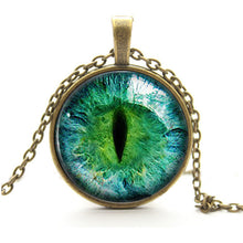 Blue Green Cat Eye Necklace Pendant Charming Rhinestone Ethnic Necklace for Men Women Jewelry SM6