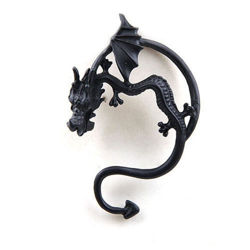 Sale Retro Vintage Black Silver Bronze Punk Temptation Metal Dragon Bite Ear Cuff Clip Wrap Earring Earrings SM6
