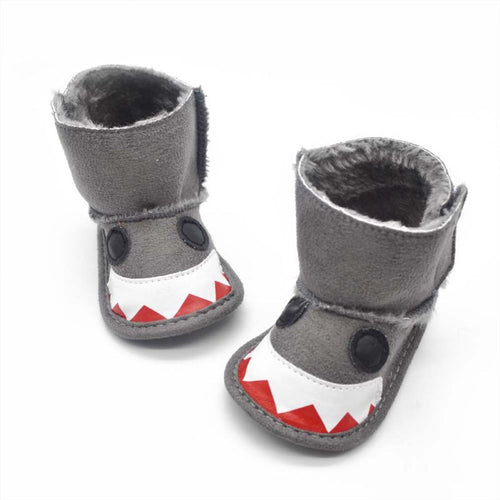 0-18 Months Kids Baby Boys Girls Snow Boots Shark Mouth Snowshoes Warm Crib Shoes  SM6