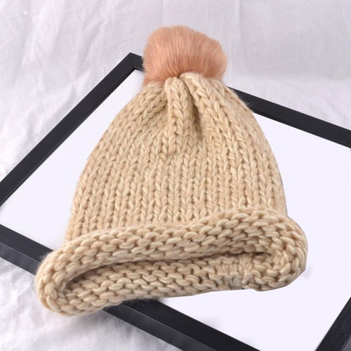Cap Women  Knitted Wooling Solid Cap  Pompon Ball Hats for Women Warm Braided Beanie Hat Cap Female #1129 SM6