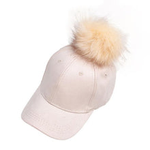 Baseball Cap  New Fashon Women Cotton Raccoon Fur Ball Hip Hop Casual Snapback Women Cap gorras bones &22 SM6