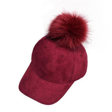 Baseball Cap  New Fashon Women Cotton Raccoon Fur Ball Hip Hop Casual Snapback Women Cap gorras bones &22 SM6