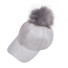 Baseball Cap  New Fashon Women Cotton Raccoon Fur Ball Hip Hop Casual Snapback Women Cap gorras bones &22 SM6