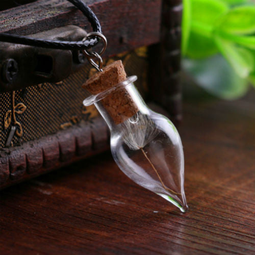 Wish water drop bottle necklace Gifts For Lady s   d elion seeds bottle Irish botanical pendant Necklace SM6