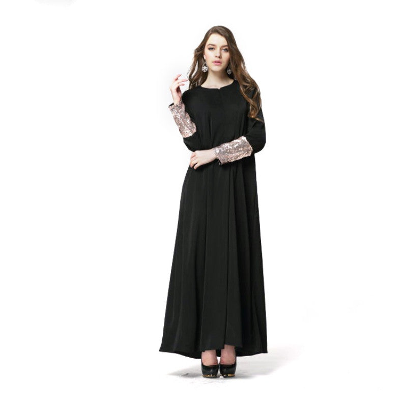 Woman's Kaftan Abaya Jilbab Islamic Muslim Wear Sequin Long Sleeve Maxi Dresses PY3 SM6