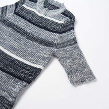 Women Knitted Striped Dress Bodycon Half Sleeve Ribbed Stretchy Long Sweater Jumper Dress Dark Blue Ladies Fall Dress SM6
