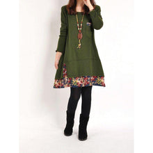 Women Floral Pieced Loose Casual Pullover WarmSkirt Dress Clothing SM6