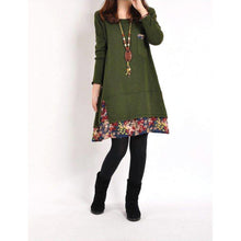 Women Floral Pieced Loose Casual Pullover WarmSkirt Dress Clothing SM6