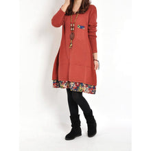 Women Floral Pieced Loose Casual Pullover WarmSkirt Dress Clothing SM6